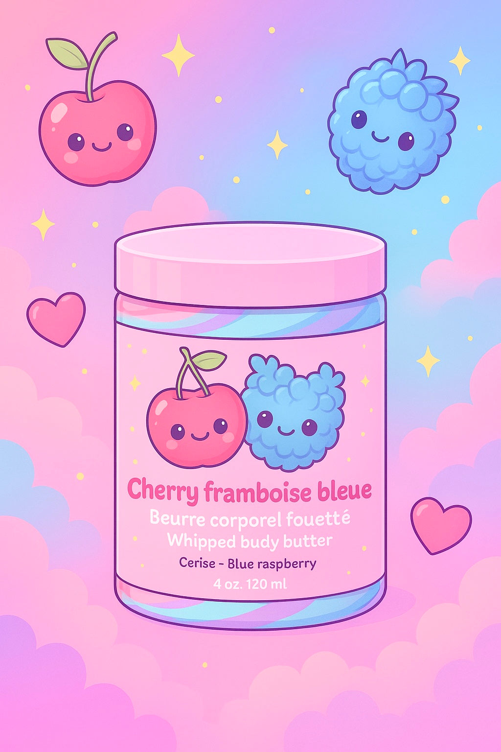 Beurre Corporel Fouetté 4oz - Cherry Framboise Bleue